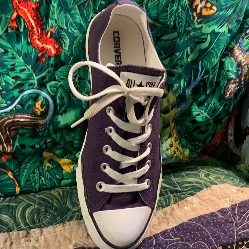 Purple converse shoes